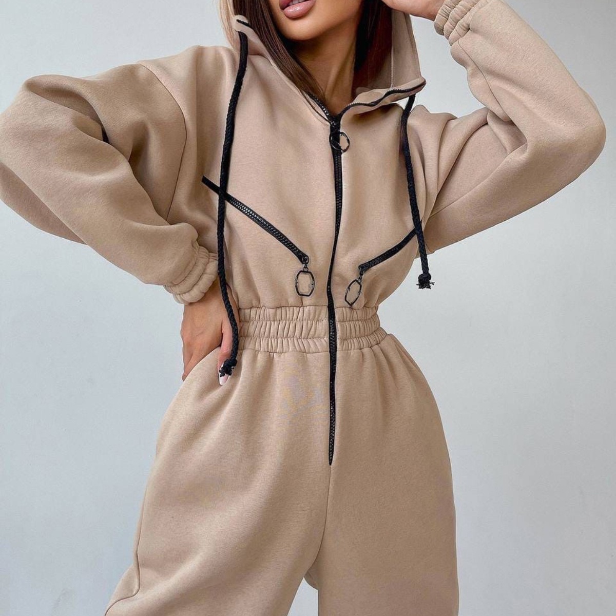 Sports Casual Women's Hooded Jumpsuit - Image 4