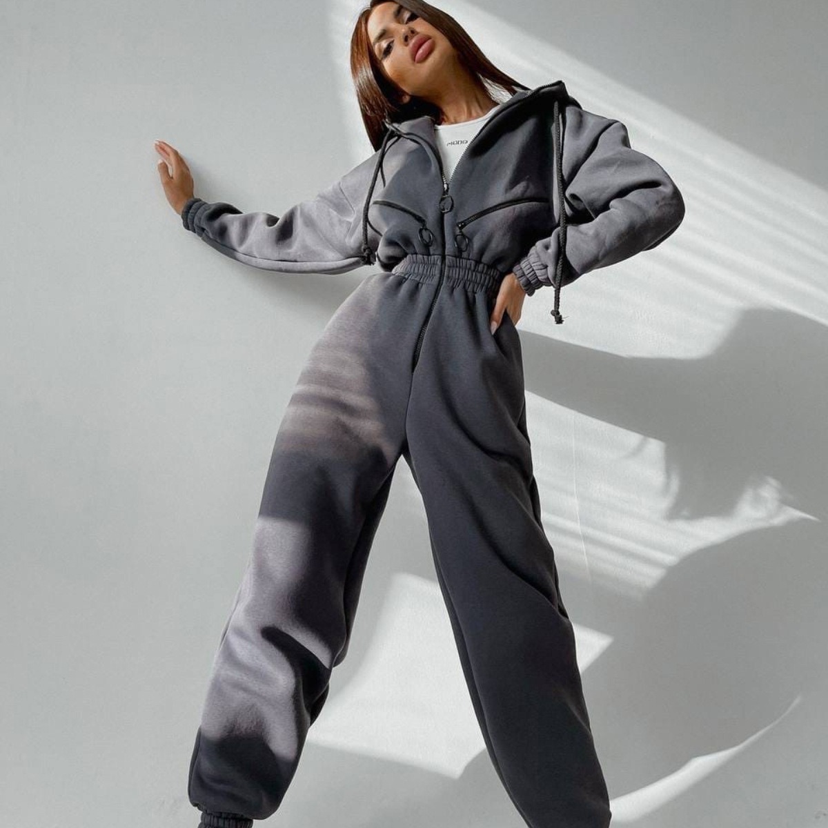 Sports Casual Women's Hooded Jumpsuit - Image 7