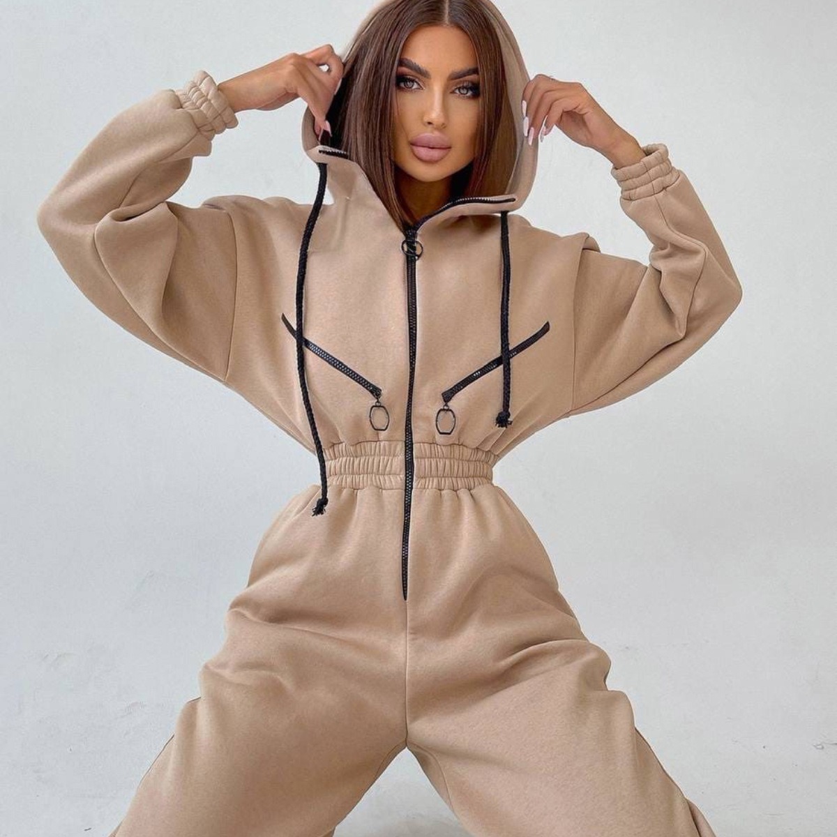 Sports Casual Women's Hooded Jumpsuit - Image 12