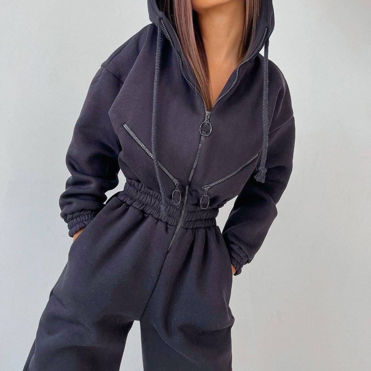 Sports Casual Women's Hooded Jumpsuit - Image 3