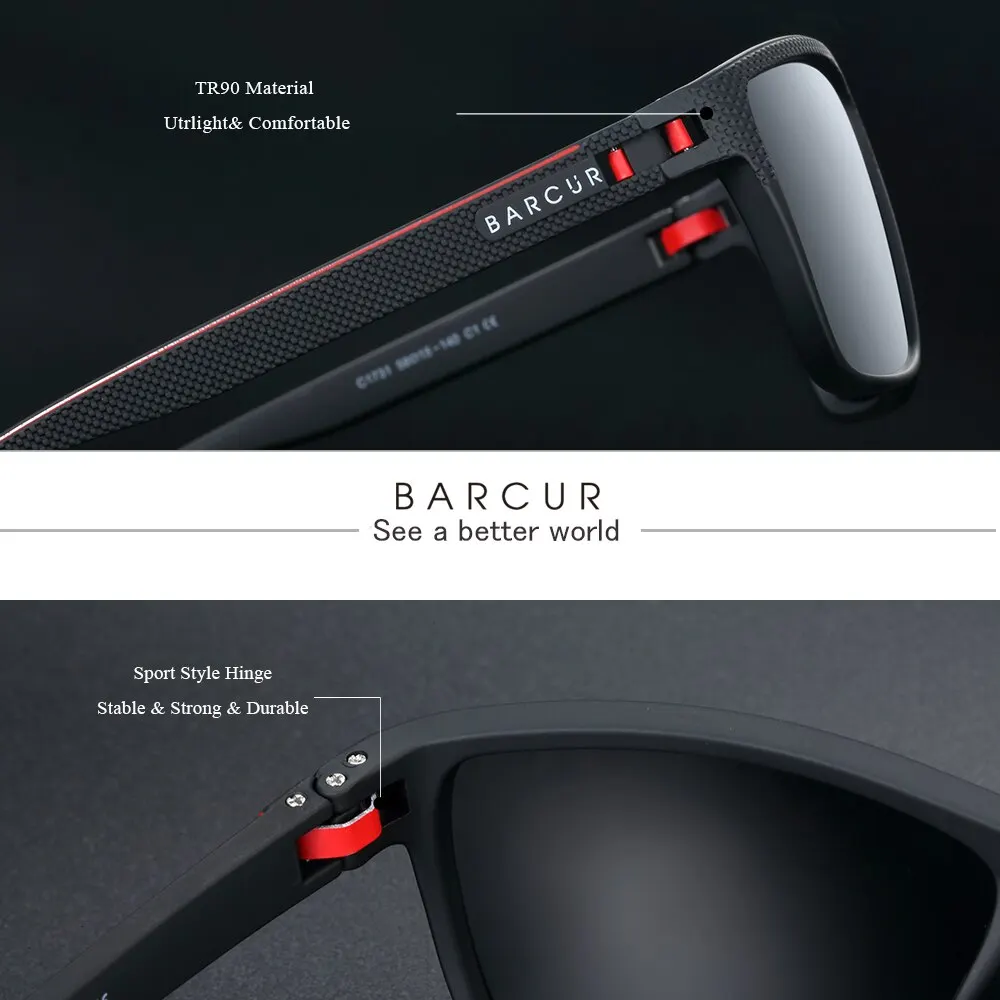 BARCUR Design Men Polarized Light Weight Sports Sun Glasses - Image 2