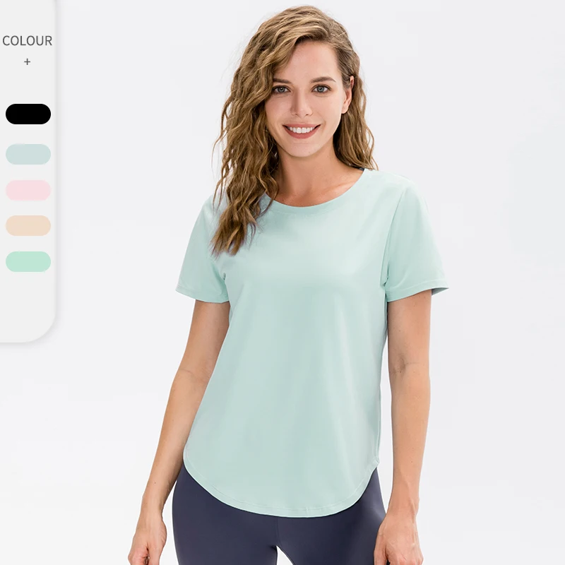 Women Yoga Top Solid Short Sleeve Sport T-Shir - Image 4