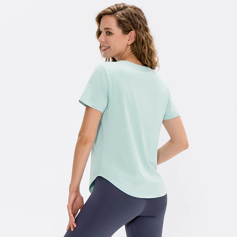 Women Yoga Top Solid Short Sleeve Sport T-Shir - Image 5