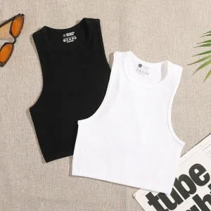 Yoga Vest Women Gym Sports Black White Crop Tops