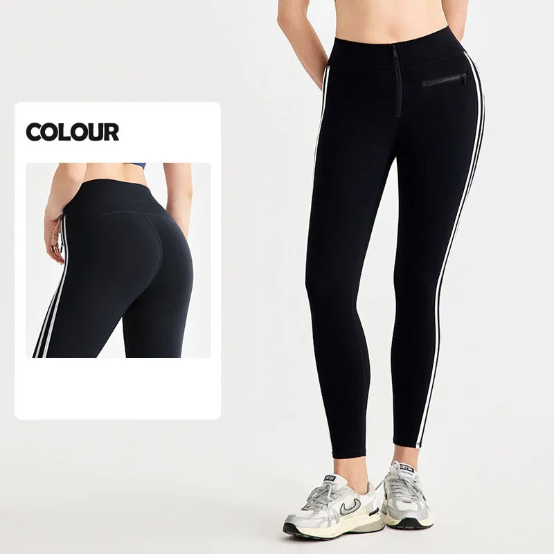 High Waisted Tight Yoga Pants with Zipper Pocket - Image 4