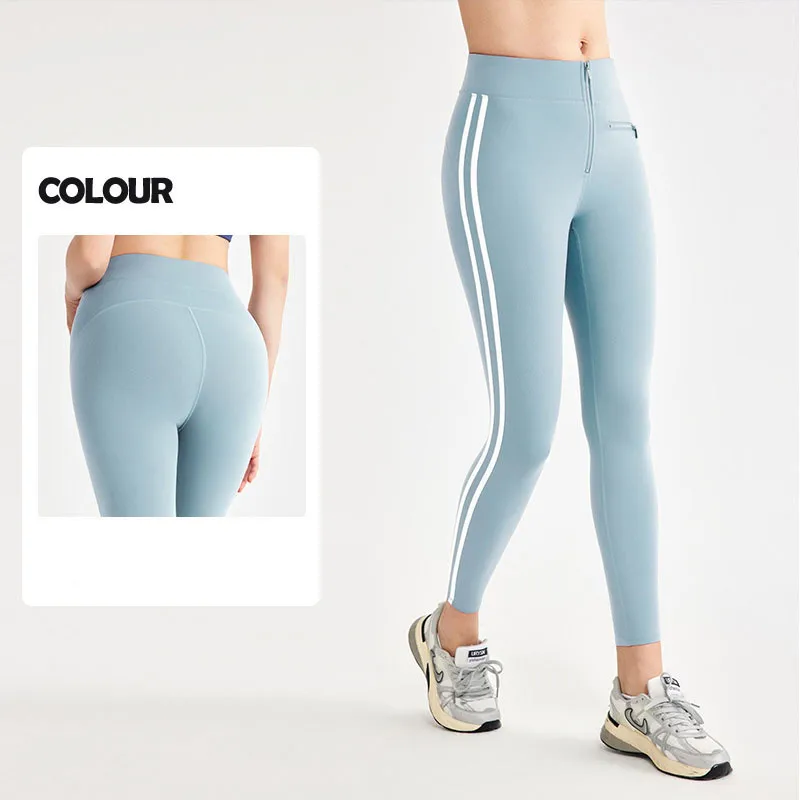 High Waisted Tight Yoga Pants with Zipper Pocket - Image 5
